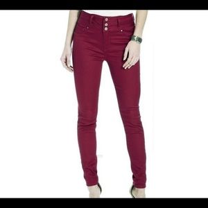 Burgundy high waisted skinny jeans